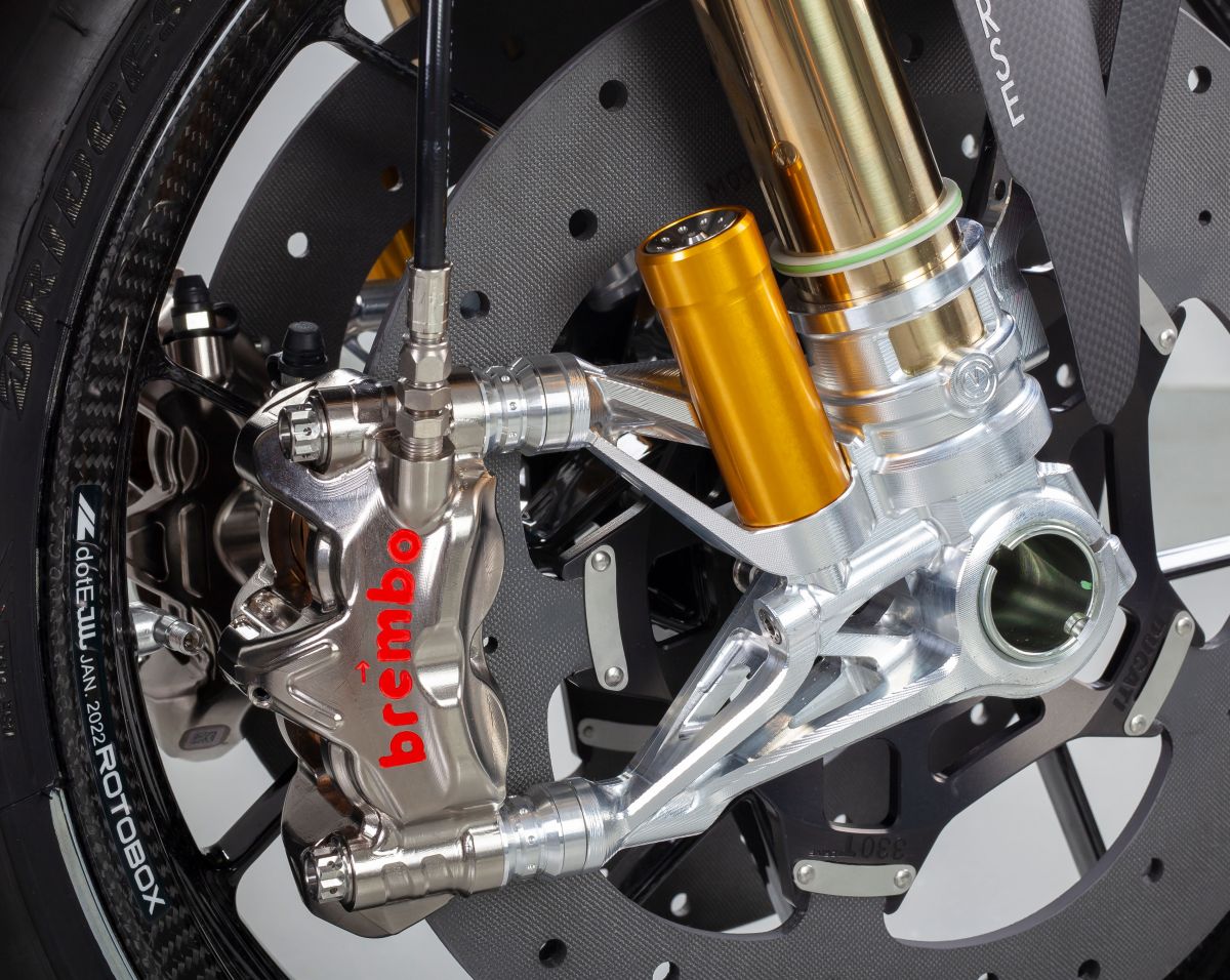 Motocorse 108mm (OE) Billet Fork Lowers "GP STYLE" (Caliper mounts) for Pressurized Ohlins front forks for Ducati Pangiale / Streetfighter V4 S / R / Speciale, V2 S / R models Motocorse 108mm (OE) Billet Fork Lowers "GP STYLE" (Caliper mounts) for Pressurized Ohlins front forks for Ducati Pangiale / Streetfighter V4 S / R / Speciale, V2 S / R models